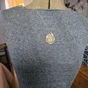 Hand made silver scarab necklace